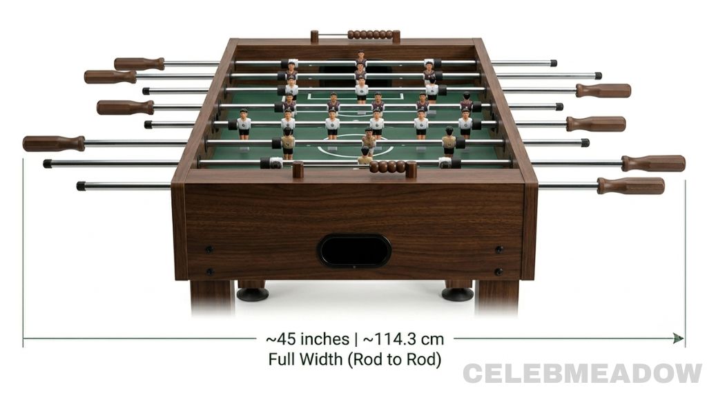 Foosball Table (Full Width Including Rods) That Is 45 Inches Long