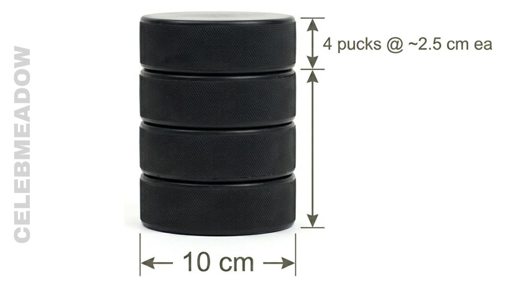 Four Hockey Pucks Stacked That Is 10 cm Big