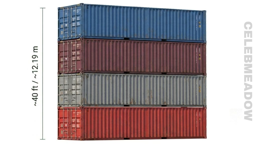 Four-Story Cargo Container Stack That Is 40 Feet Tall
