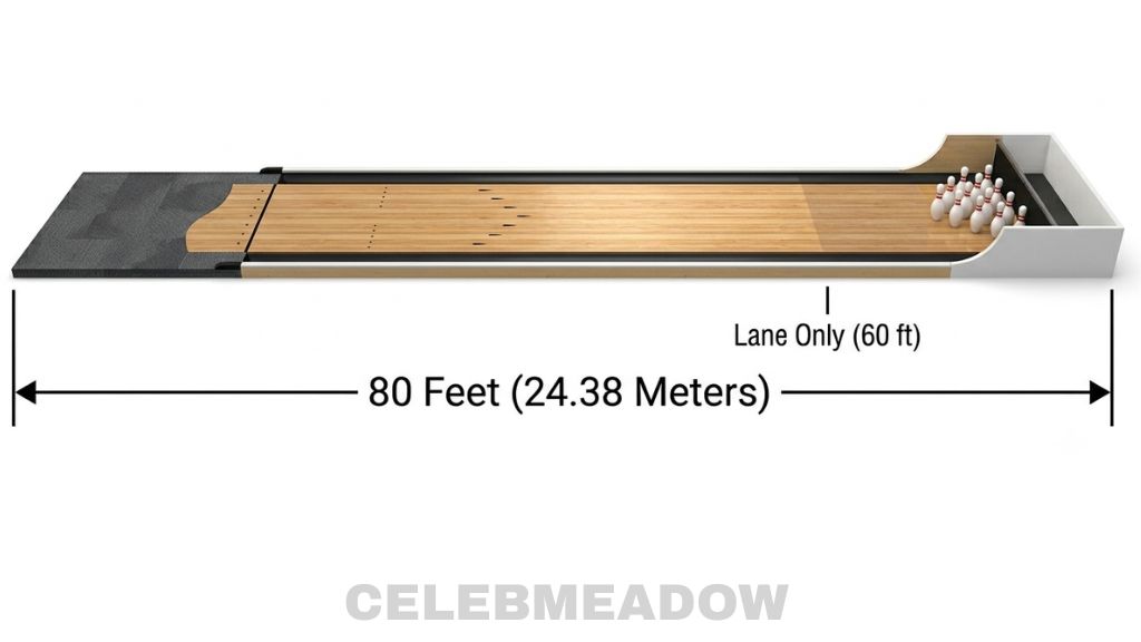 Full Bowling Alley Lane That Is 80 Feet Long