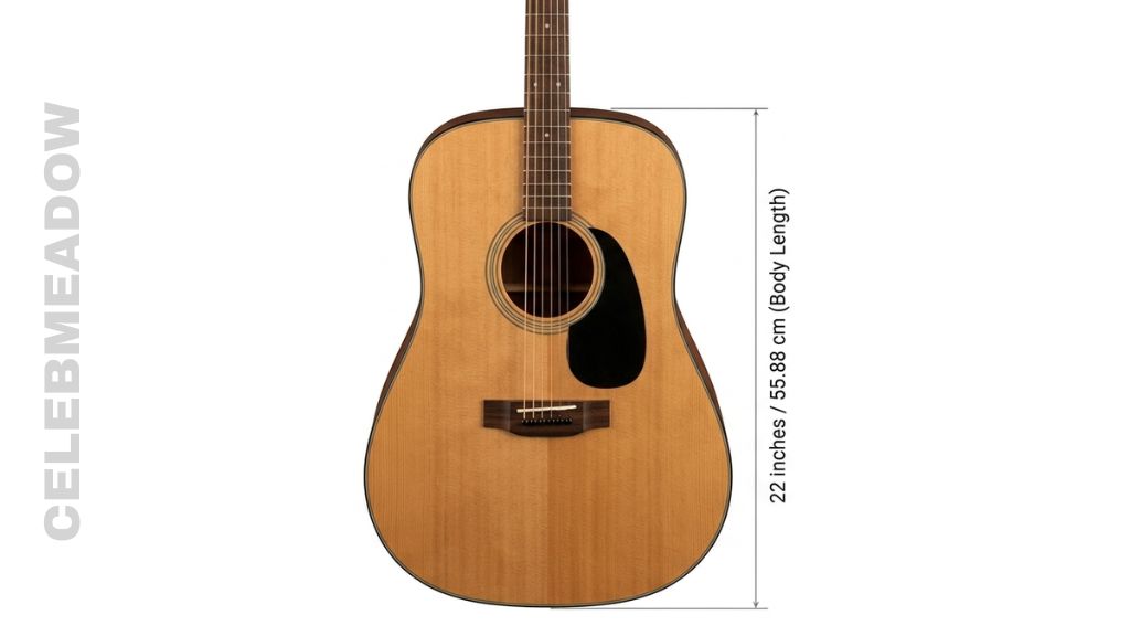 Full-Size Acoustic Guitar Body (Length) that is 22 Inches Long