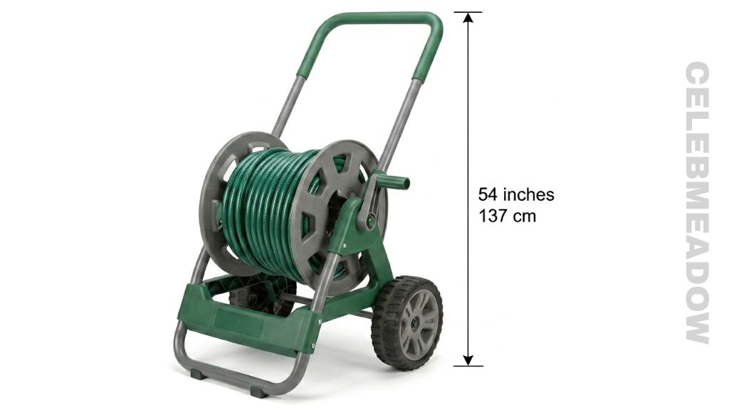 Garden Hose Reel Cart Handle That Is 54 Inches Long