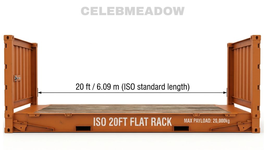 ISO 20-Foot Flat Rack Shipping Container That Is 20 Feet Long