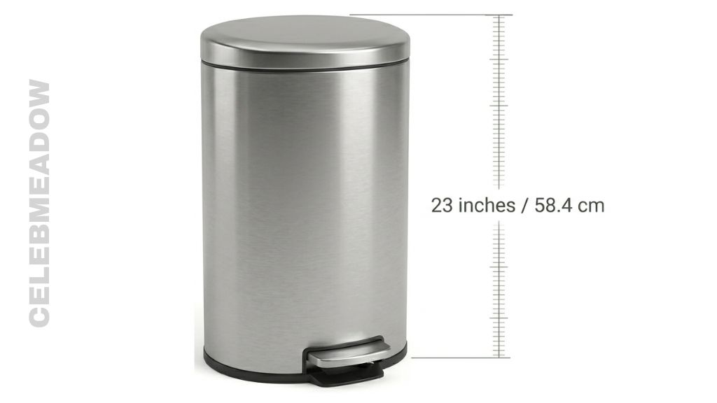 Kitchen Step Trash Can Lid-Closed Height that is 23 Inches Long