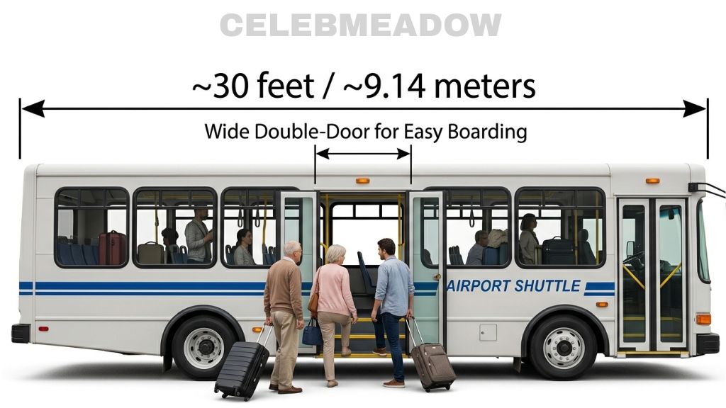 Multi-Passenger Airport Shuttle Bus That Is 30 Feet Long
