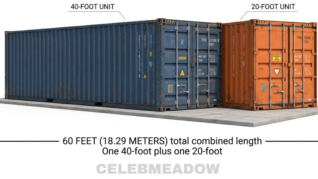 One 40-Foot Plus One 20-Foot Shipping Container That Is 60 Feet Long