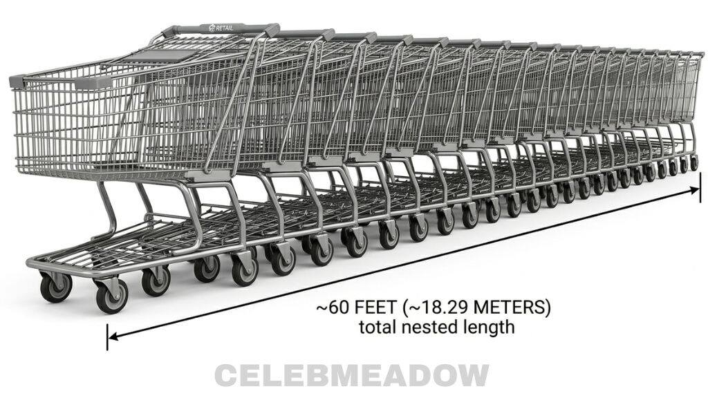 Row of 20 Nested Shopping Carts That Is 60 Feet Big