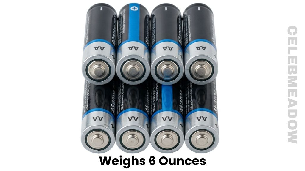 Seven to Eight AA Batteries Weighs 6 Ounces