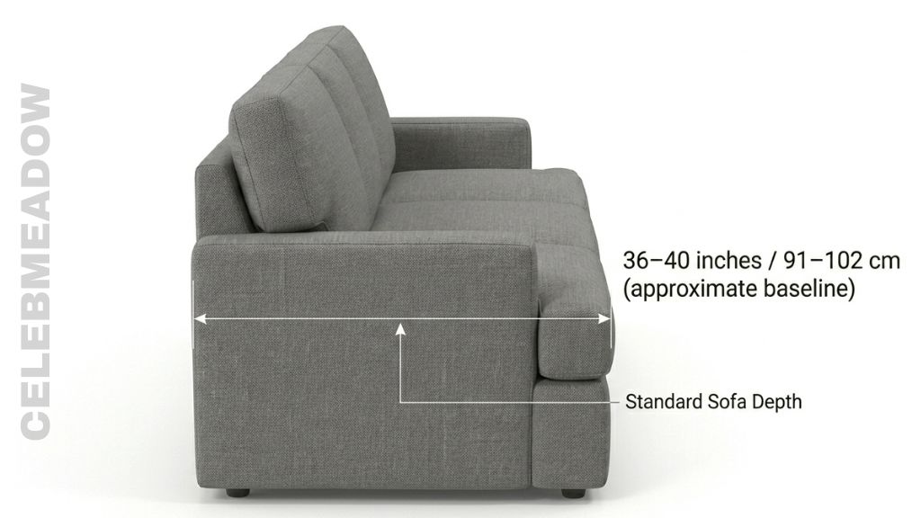 Standard Three-Seat Sofa That is 3 Feet Long
