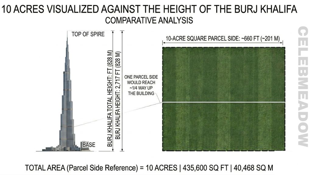 The Burj Khalifa That Is About 10 Acres in Size