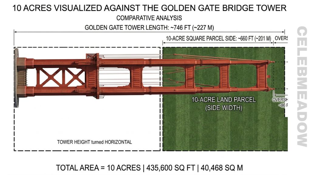 The Golden Gate Bridge Tower That Is About 10 Acres in Size