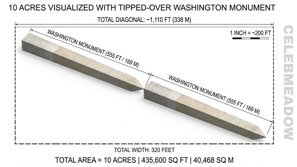 The Washington Monument That Is About 10 Acres in Size