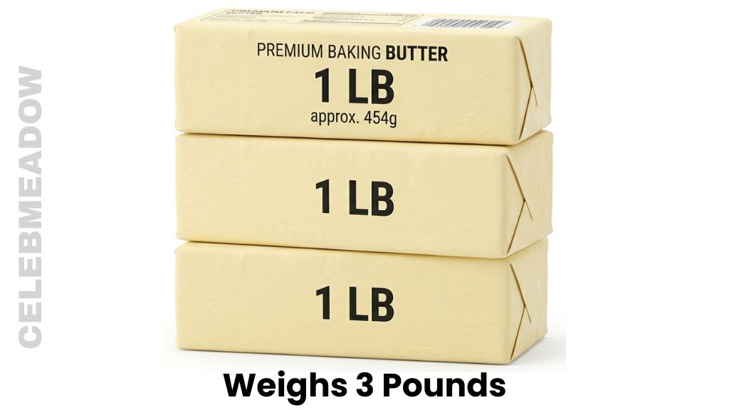 Three 1-Pound Blocks of Baking Butter Weighs 3 Pounds