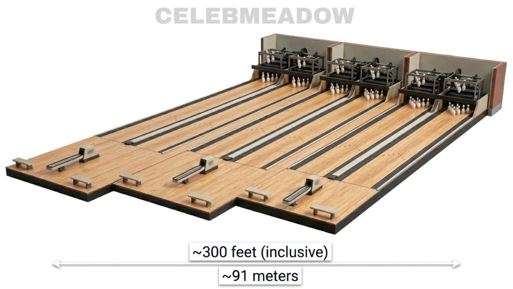 Three Bowling Lanes End-to-End That Is 300 Feet Long