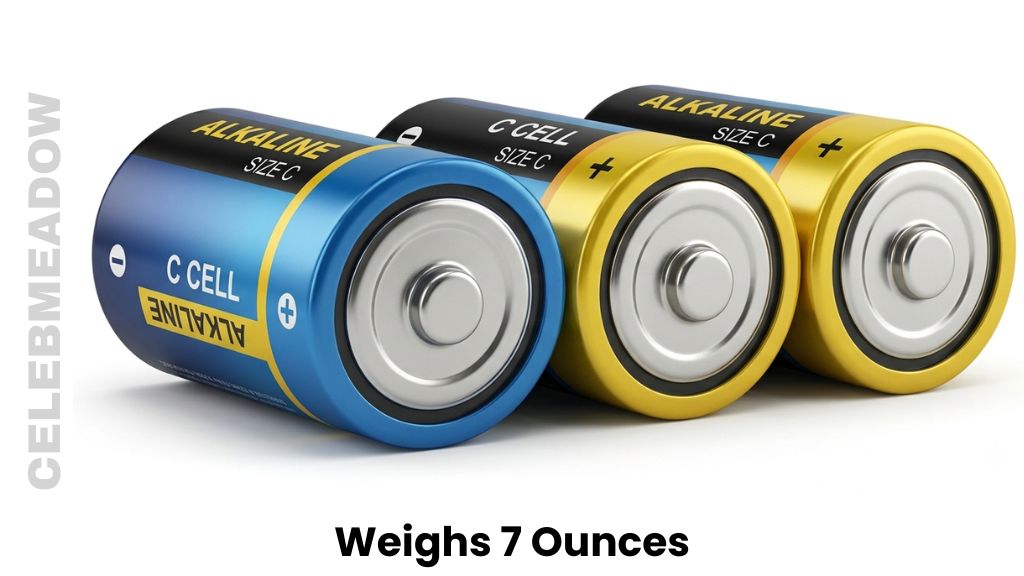 Three C-Cell Batteries Weighs 7 Ounces