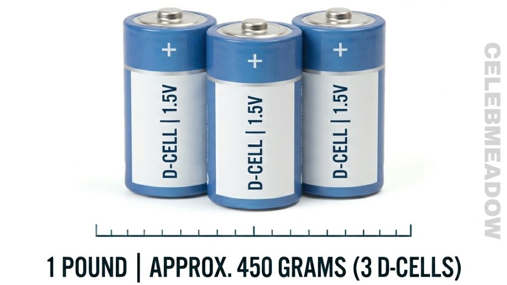 Three D-Cell Batteries Weigh 1 Pound
