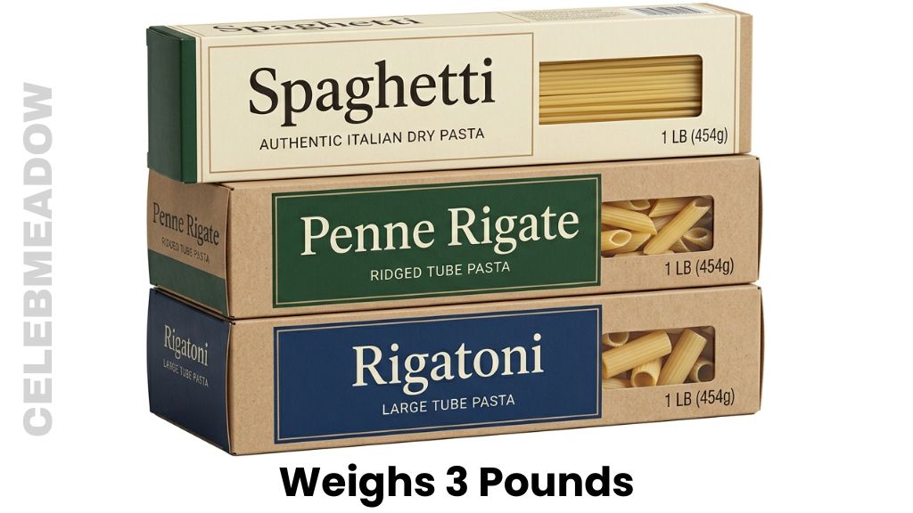 Three Packs of Dry Pasta Weighs 3 Pounds
