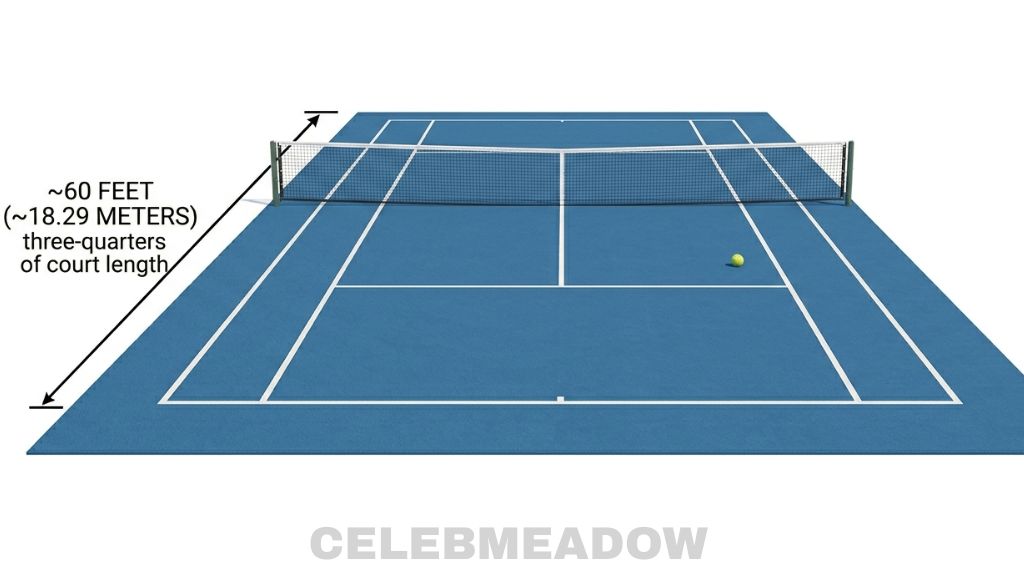 Three-Quarters of a Tennis Court That Is 60 Feet Long