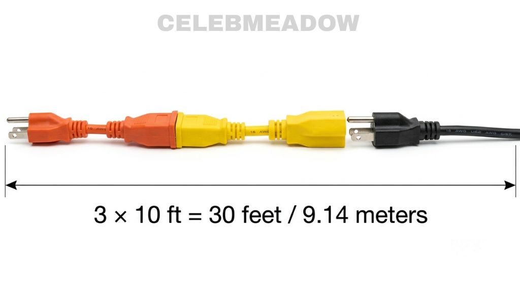 Three Standard Extension Cords That Is 30 Feet Long