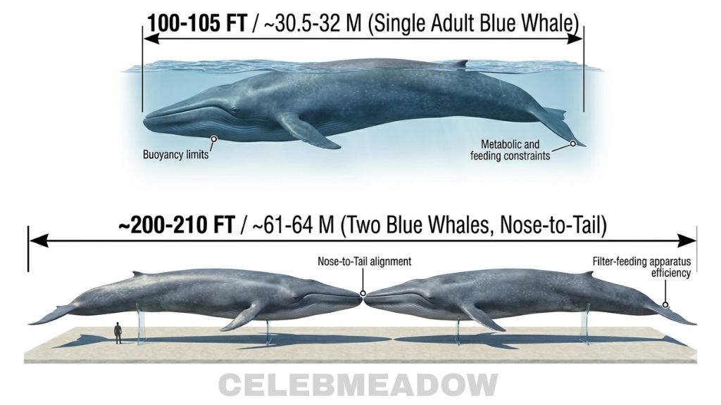 Two Blue Whales Nose to Tail That Is About 1 Acre Visually