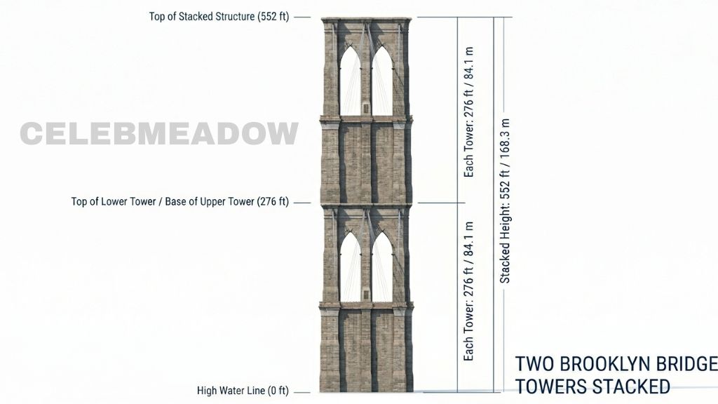 Two Brooklyn Bridge Towers Stacked That Is 500 Feet Tall