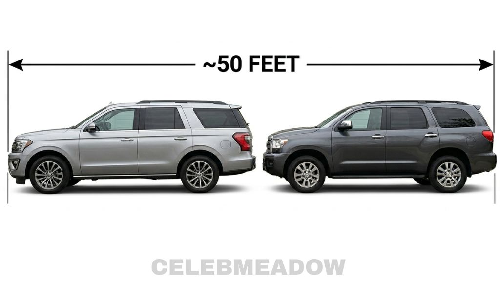 Two Cars Parked End-to-End That Is 50 Feet Long