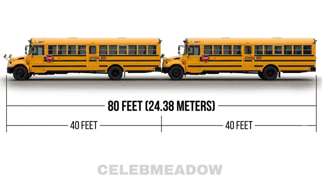Two School Buses Parked End-to-End That Is 80 Feet Big
