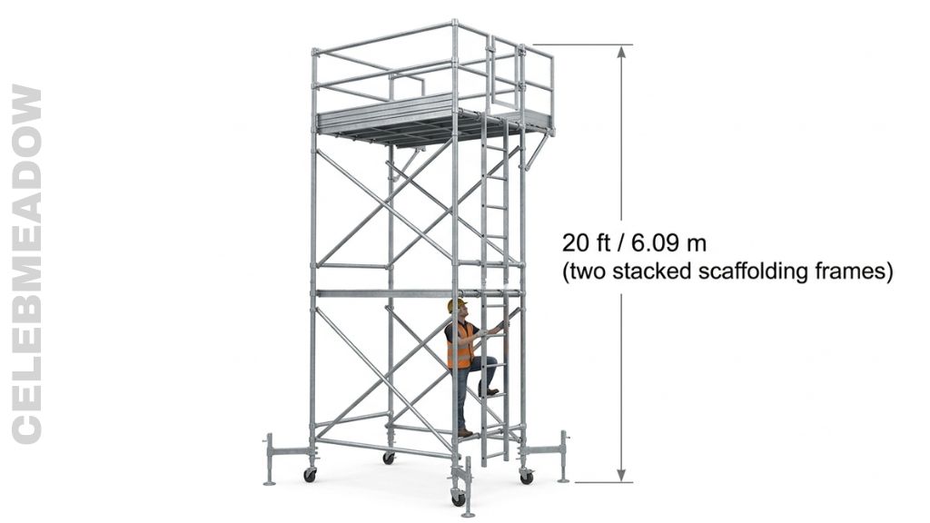 Two-Story Scaffolding Tower That Is 20 Feet Long
