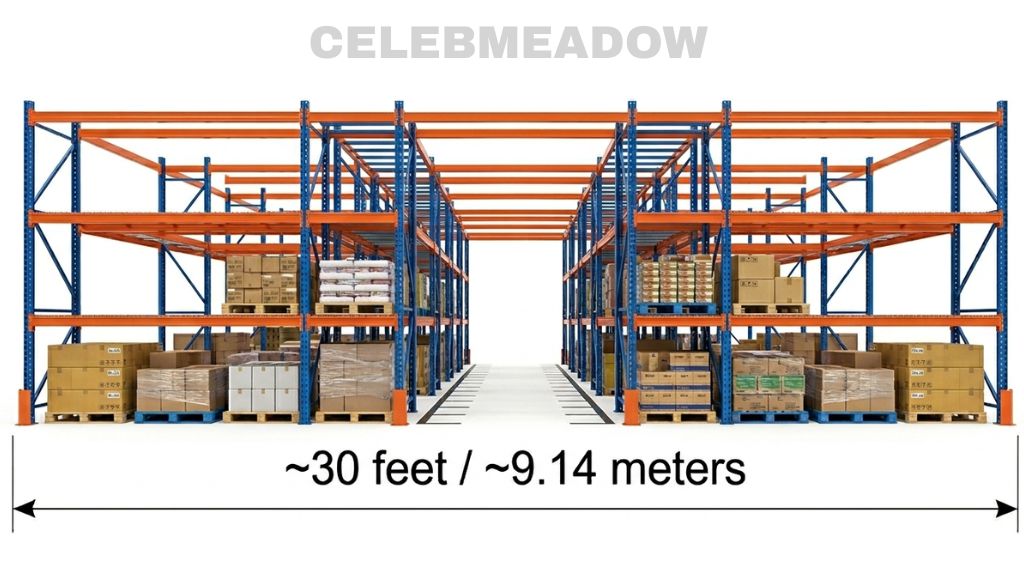 Warehouse Storage Aisle That Is 30 Feet Long