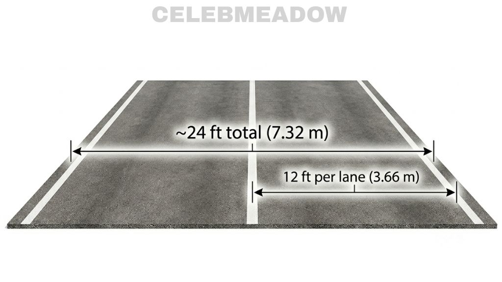 Width of a Two-Lane Road That Is 25 Feet Long