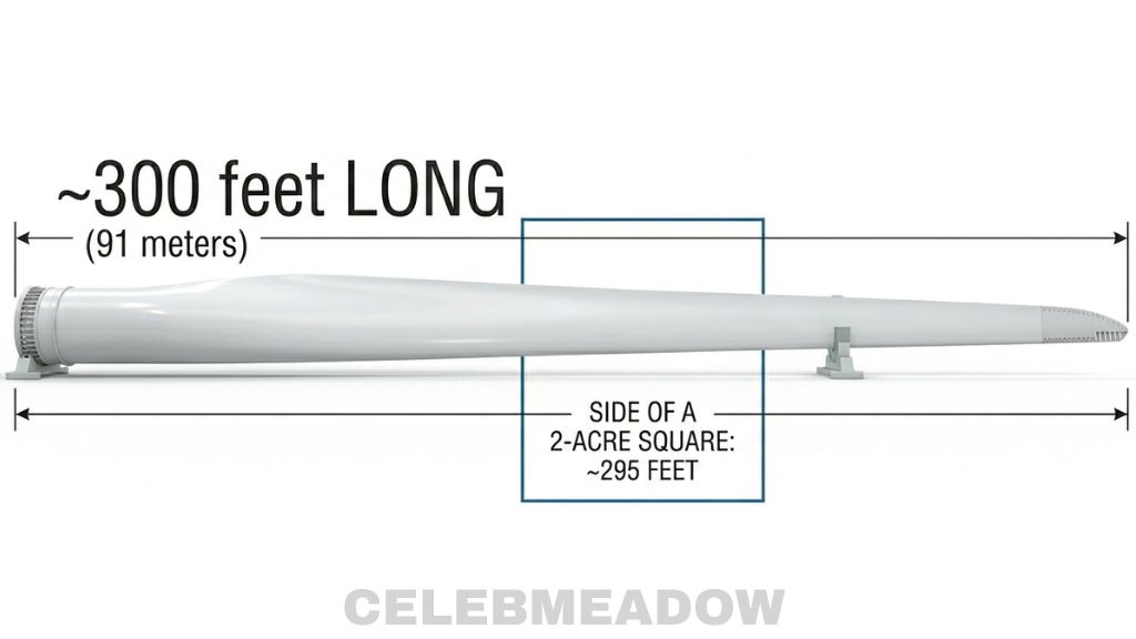 Wind Turbine Blade That Is About 2 Acres in Size