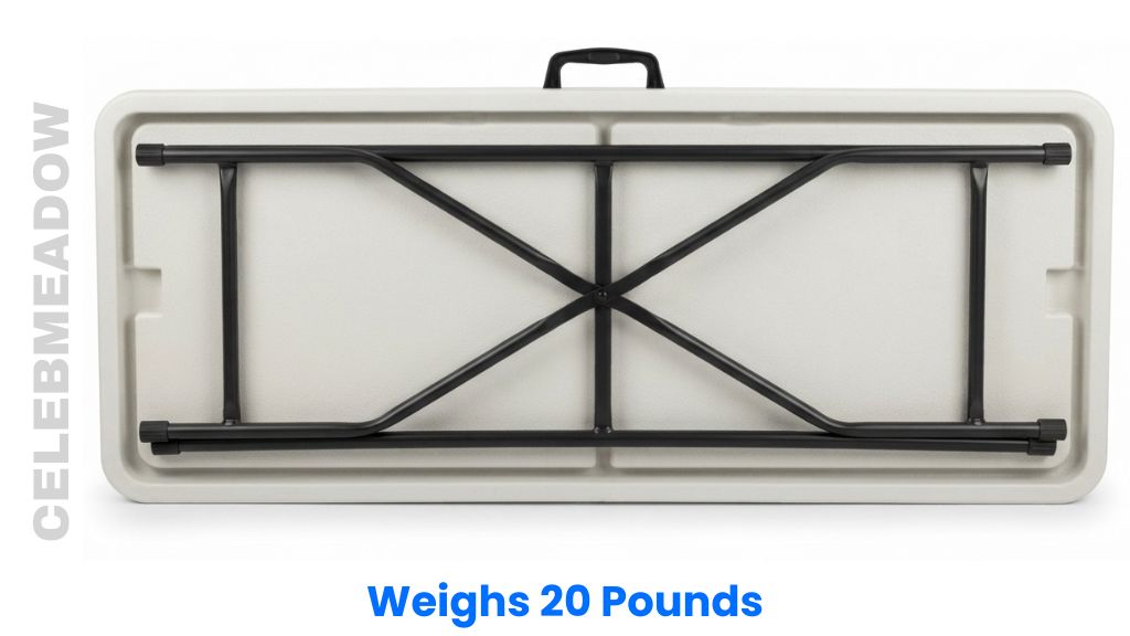 A 4-Foot Folding Resin Patio Table Weighs 20 Pounds