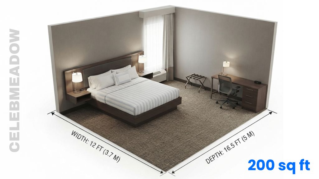 A Mid-Scale Hotel Room That Are 200 sq ft