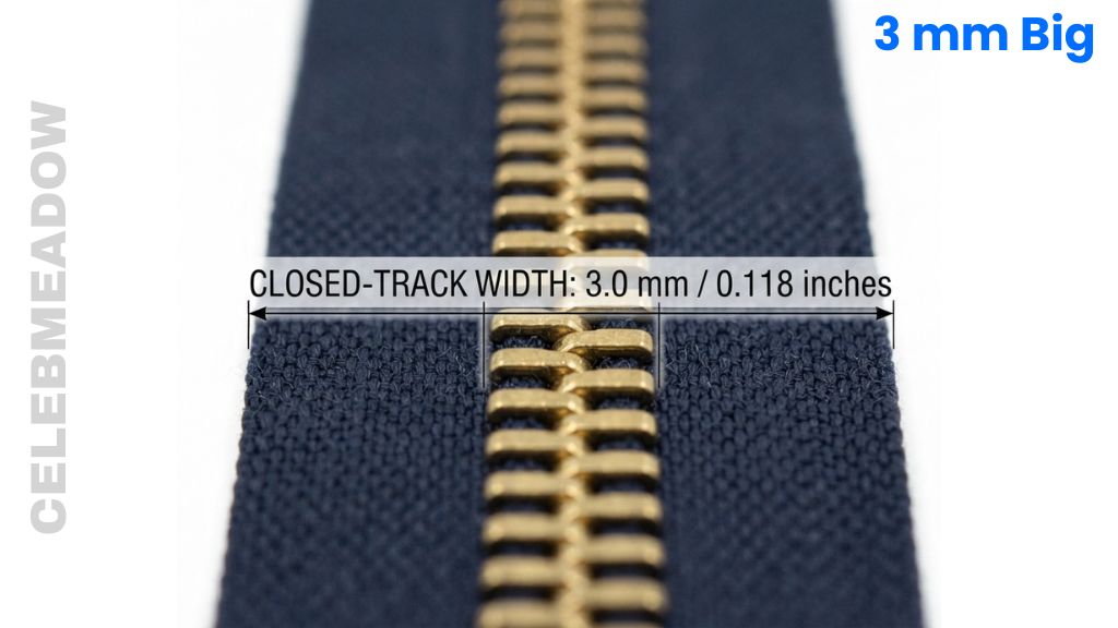 A Standard #3 Metal Zipper Tooth That Is 3mm Big