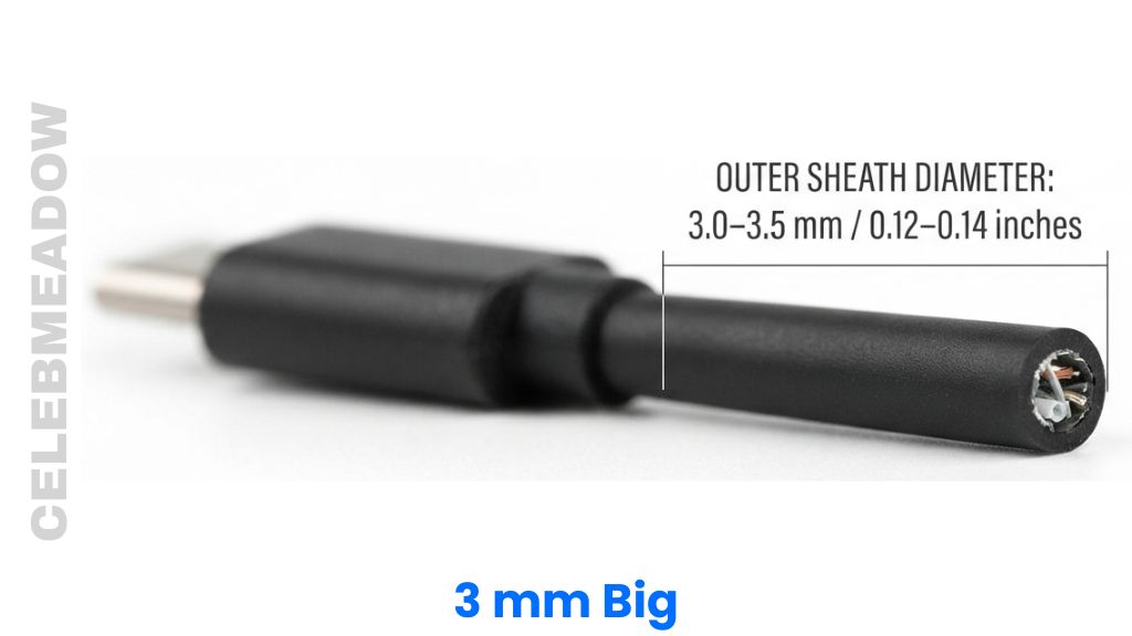 A Standard USB-C Cable Insulation Sheath That Is 3mm Big