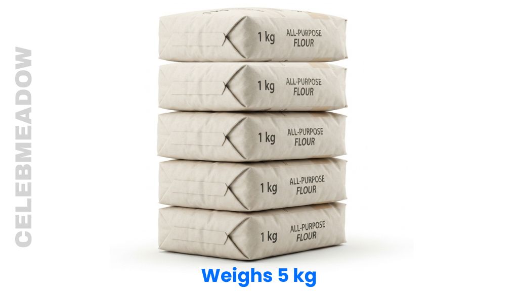 Five 1-Kilogram Bags of White Flour or Sugar Weighs 5 kg
