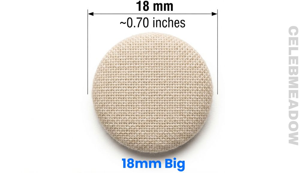 Linen-Covered Metal Button That Is 18mm Big
