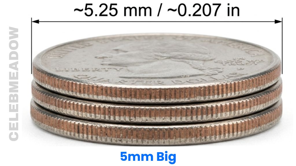 Stack of 3 US Quarters That Is 5mm Big