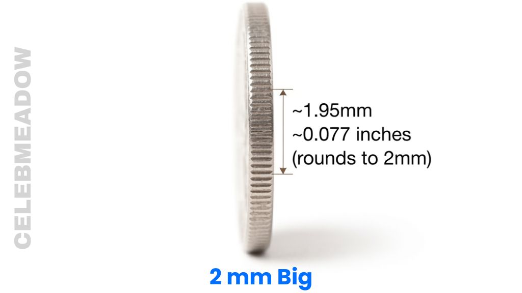US Nickel Coin Edge That Is 2 mm Big